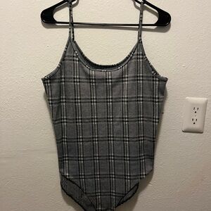 American Eagle Grey Textured Knit Bodysuit